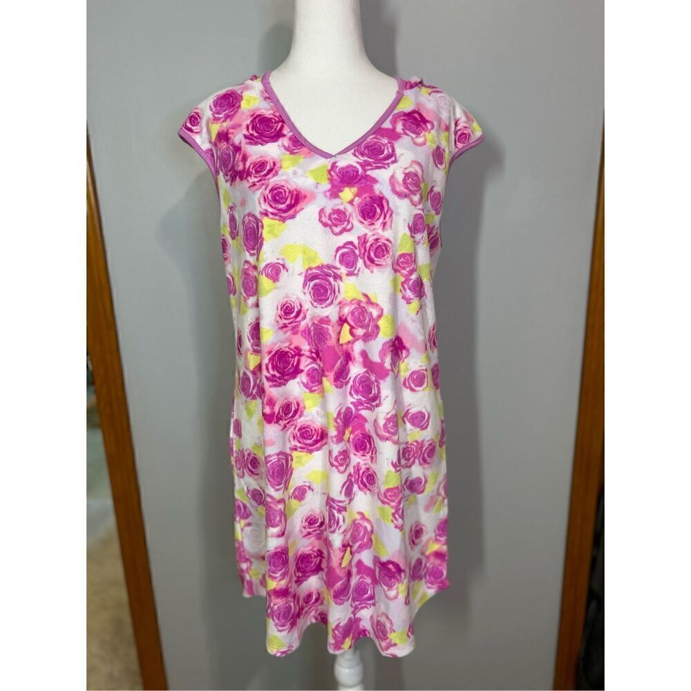 Betsey Johnson Floral Hooded Swim Cover Up Pink Rose Blossom size M BIN R